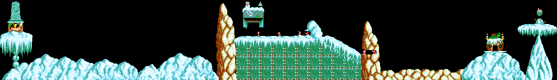 Overview: Holiday Lemmings 1994, Amiga, Flurry, 4 - Lemming Tracks in the Snow!